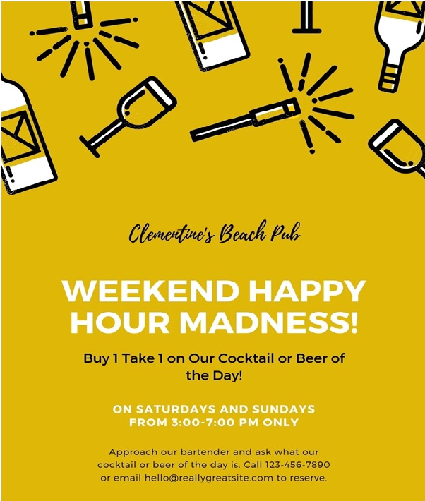 Happy Hour Specials email template for restaurant