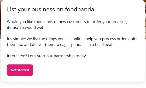 List your business on FoodPanda