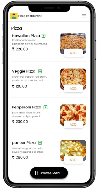 Online Pizza Ordering Customer App