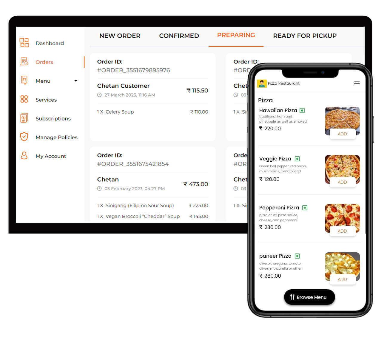 Readymade Pizza Ordering software