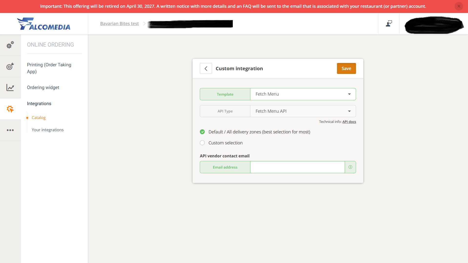 Select Custom Integration